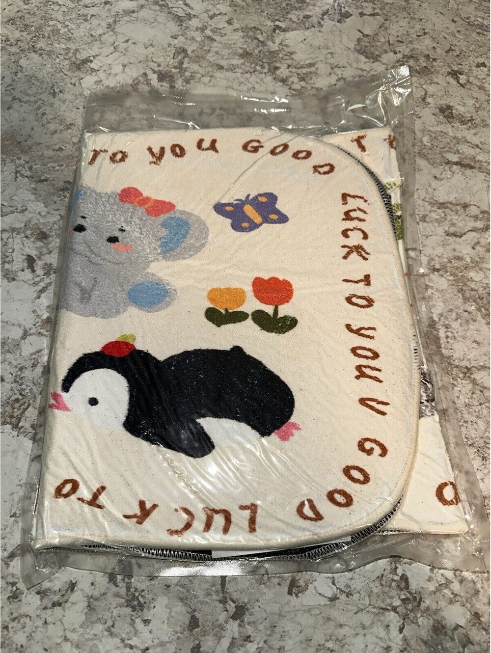 Entryway Rug Multicolor Animal Theme "Good Luck To You"